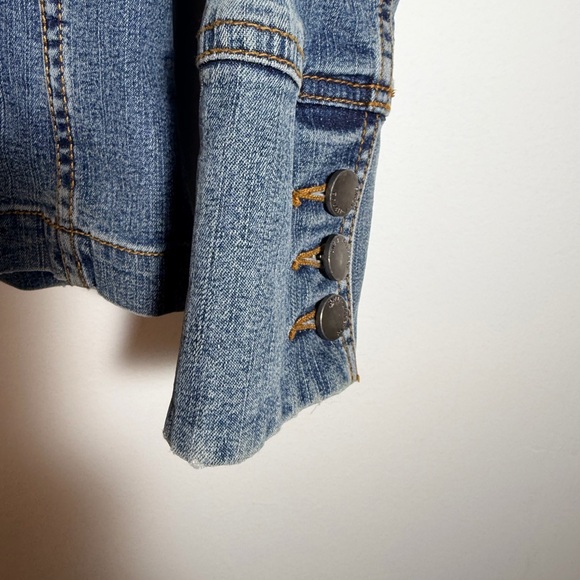 Parallel Blue Denim Jacket with Colorful Embroidery - Picture 3 of 5